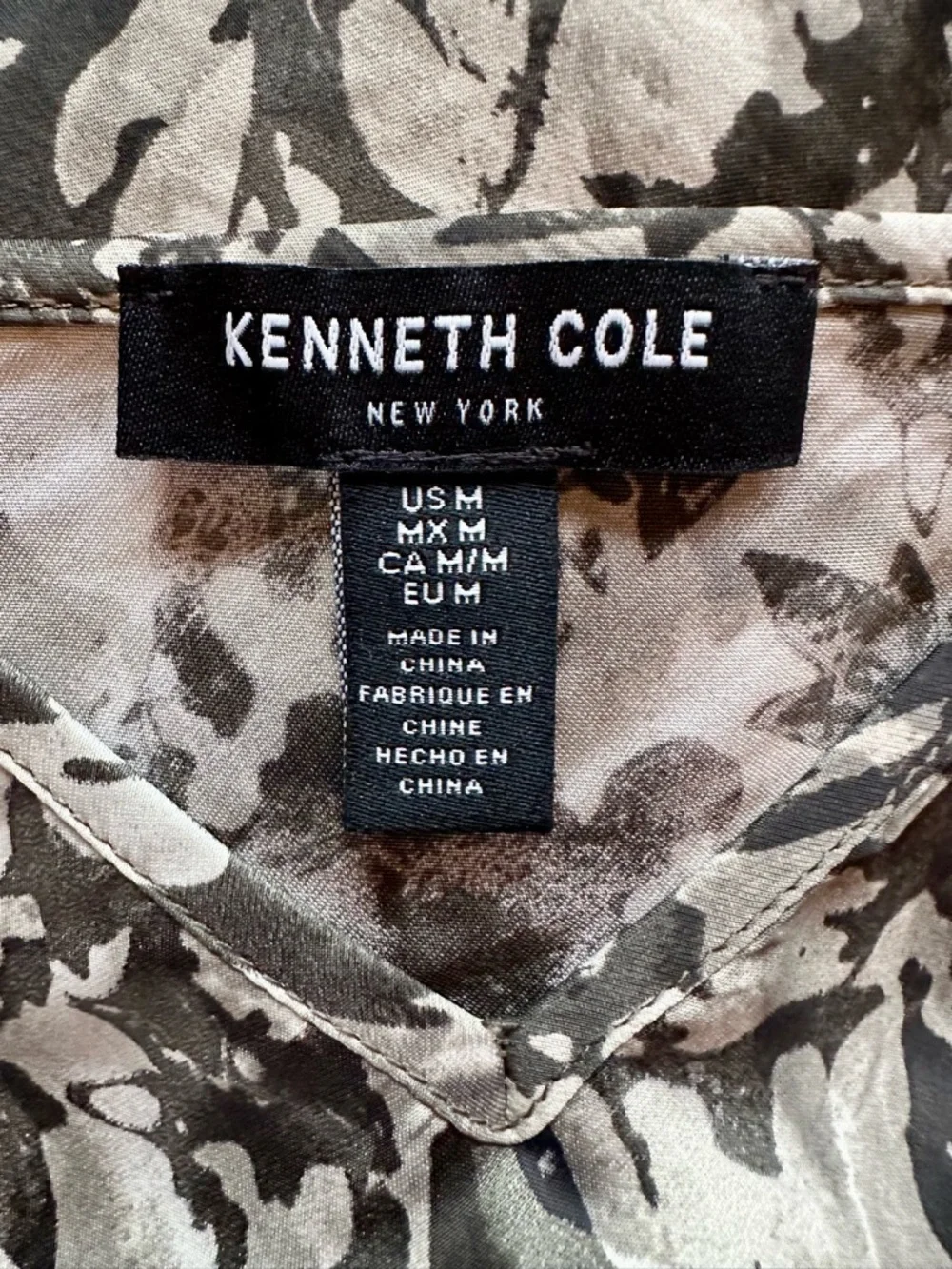 Kenneth Cole NY Camo Floral Silky Y2K Asymmetrical Slip Dress Size M - Picture 2 of 10